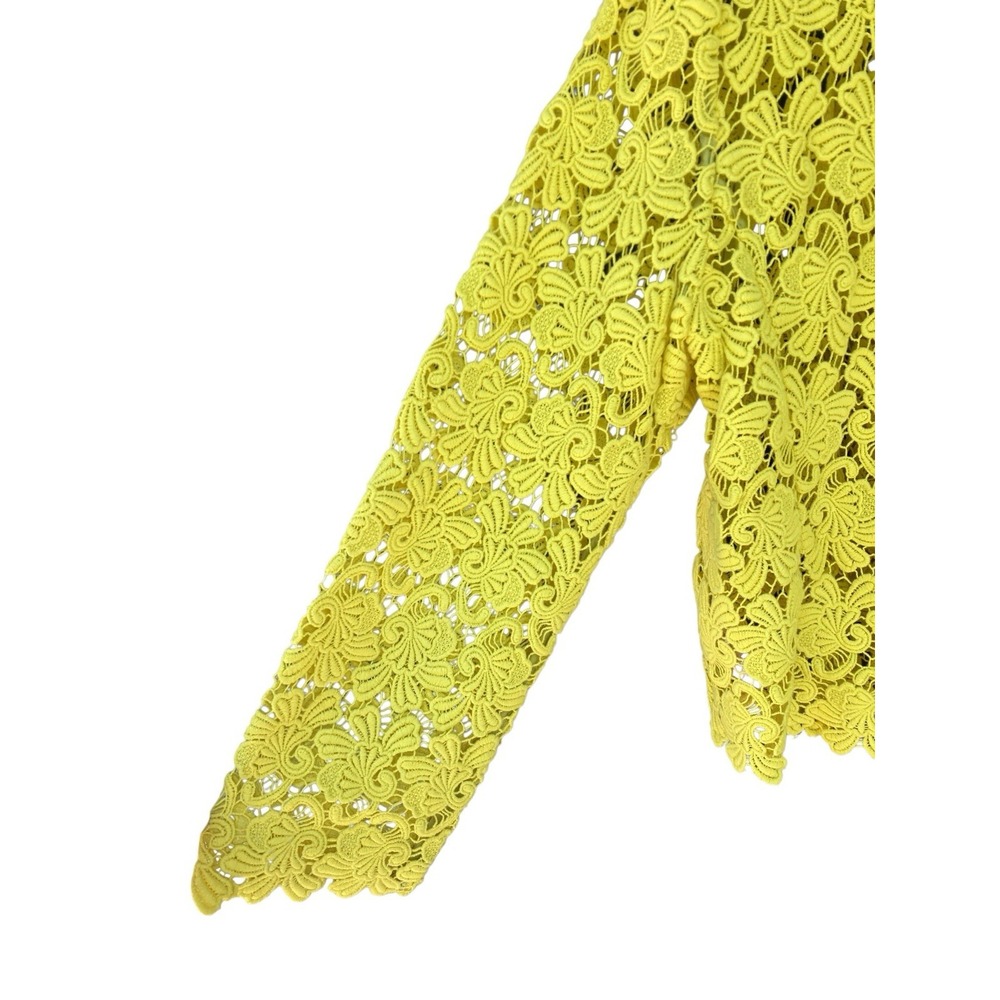 Chartreuse Guipure Lace Open Front Boho Cardigan - Picture 5 of 8